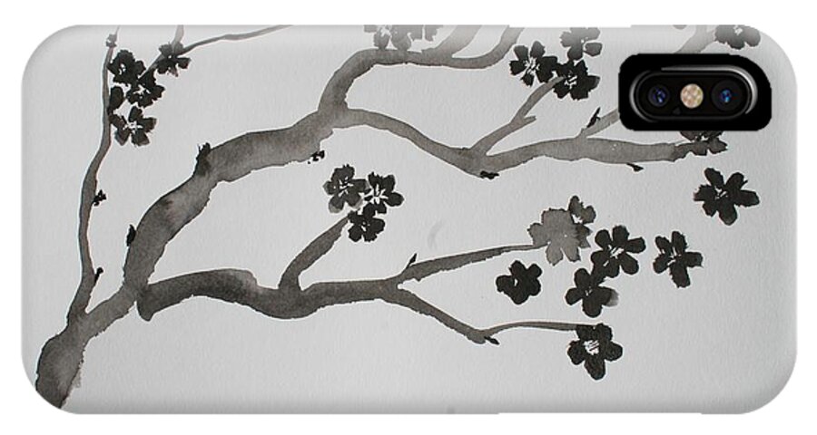 Japanese Cherry Blossom iPhone X Case featuring the painting Black Cherry by Alma Yamazaki