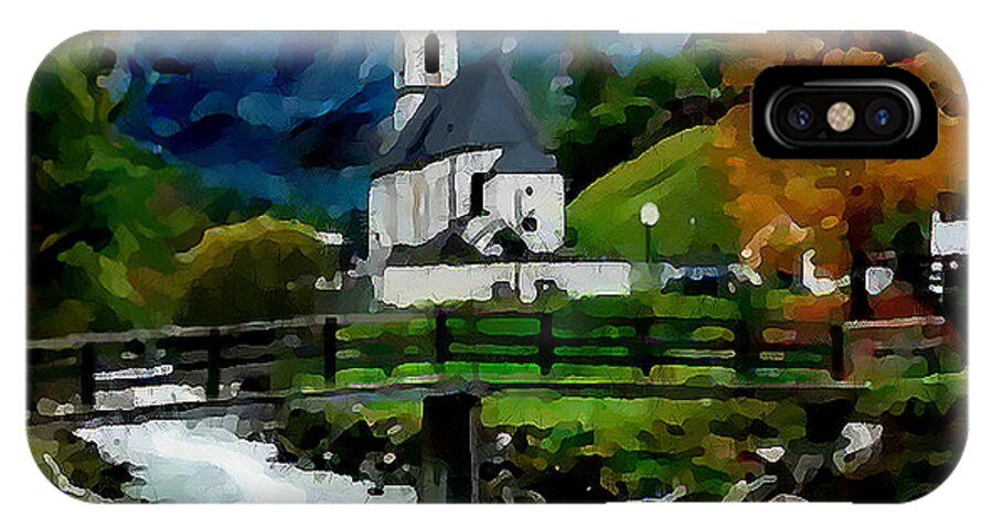Switzerland iPhone X Case featuring the painting Bosnian Country Church by Jann Paxton