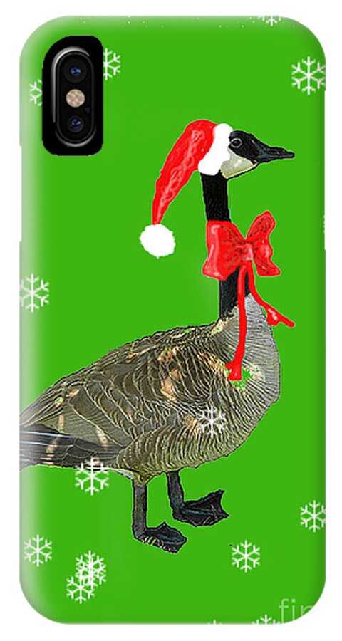Christmas iPhone X Case featuring the digital art Christmas Goose by Lizi Beard-Ward