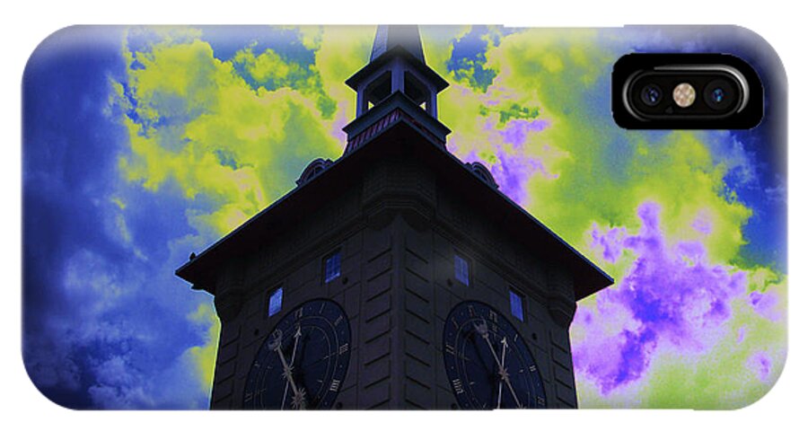 Clock Tower iPhone X Case featuring the photograph Clock Tower Night by Linda Francis 