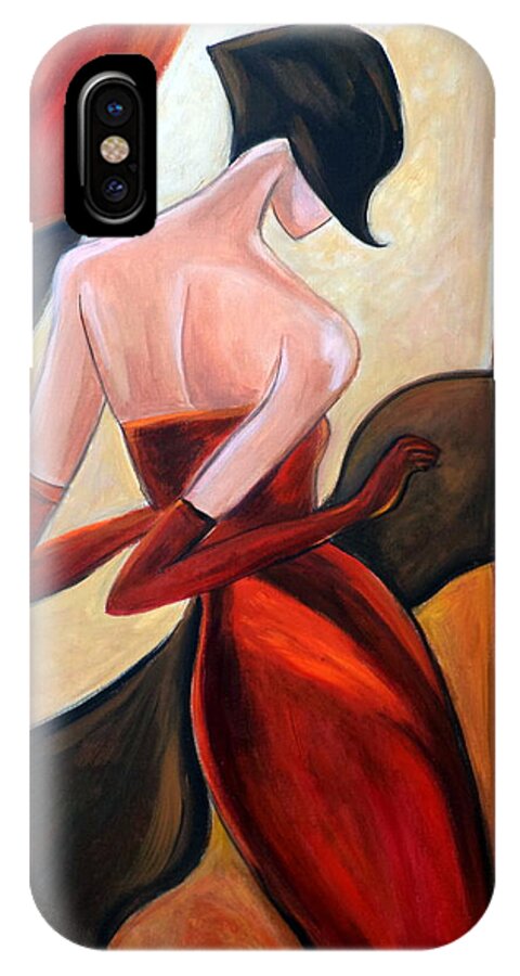 Red Dress iPhone X Case featuring the painting Dancing Diva by Rosie Sherman
