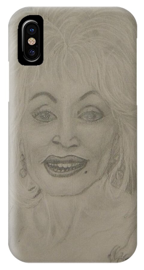 Dolly Parton iPhone X Case featuring the drawing Dolly Parton by Manuela Constantin