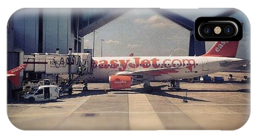 Easyjet iPhone X Case featuring the photograph #easyjet #gatwick #airplane #airport by Abdelrahman Alawwad