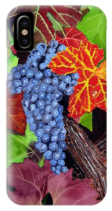 Cabernet iPhone X Case featuring the painting Fall Cabernet Sauvignon Grapes by Mike Robles