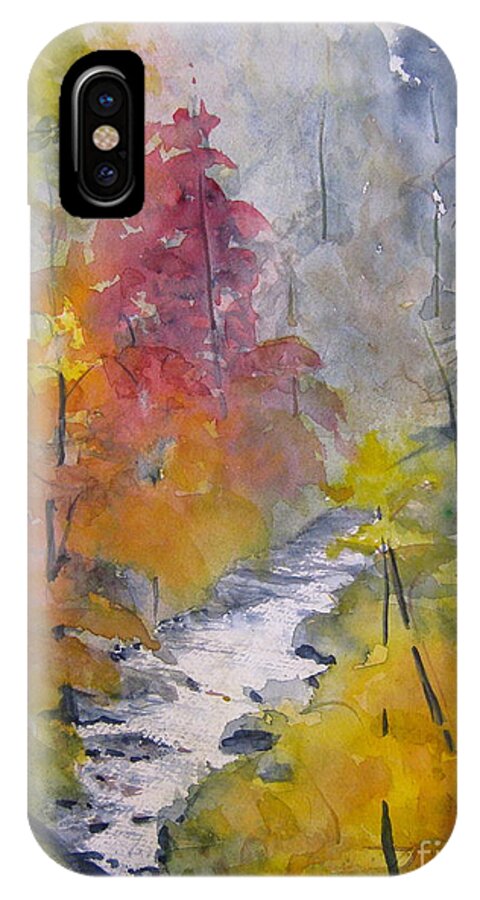 Fall Season iPhone X Case featuring the painting Fall Mountain Stream by Gretchen Allen