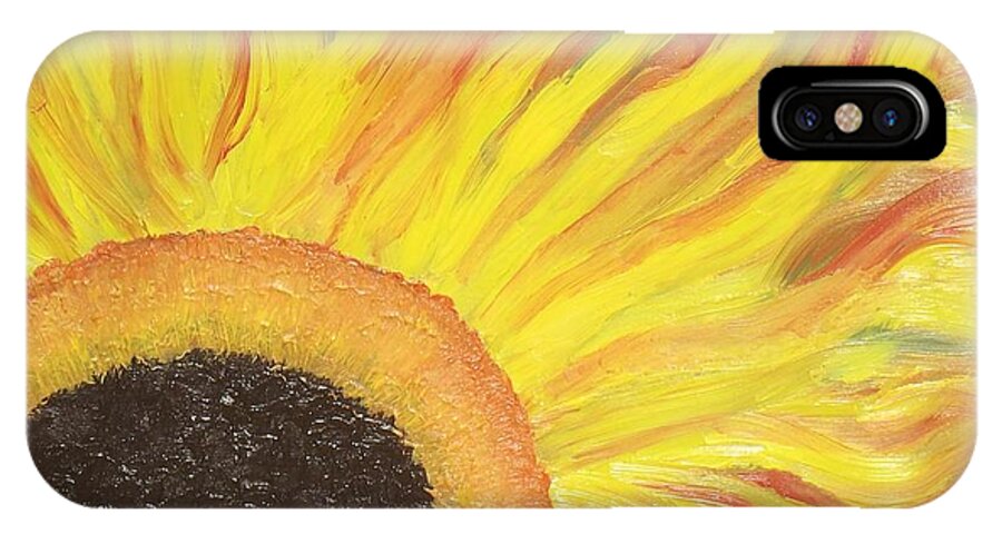 Sunflower iPhone X Case featuring the painting Flaming Sunflower by Margaret Harmon