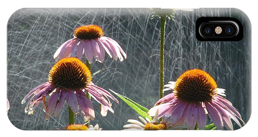 Echinacea iPhone X Case featuring the photograph Flowers in the Rain by Randy J Heath