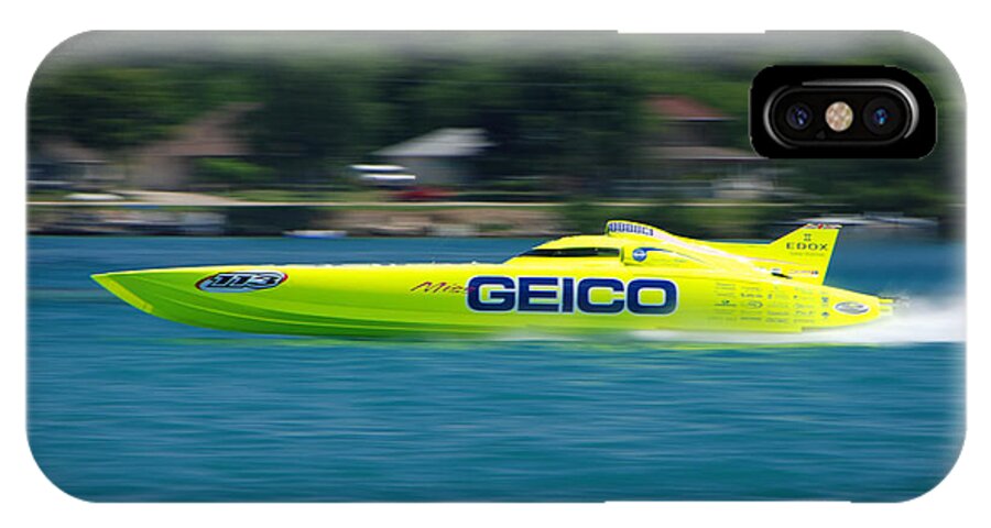 Geico iPhone X Case featuring the photograph Geico Offshore Racer by Grace Grogan