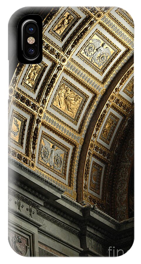 Gold iPhone X Case featuring the photograph Gold inlay arches St. Peter's Basillica by Mike Nellums