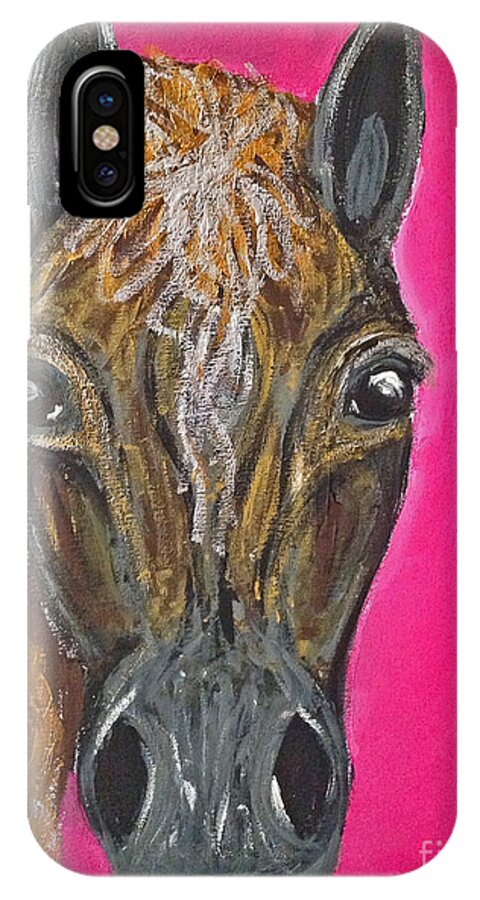 Horse Painting iPhone X Case featuring the painting Goldie by Ania M Milo