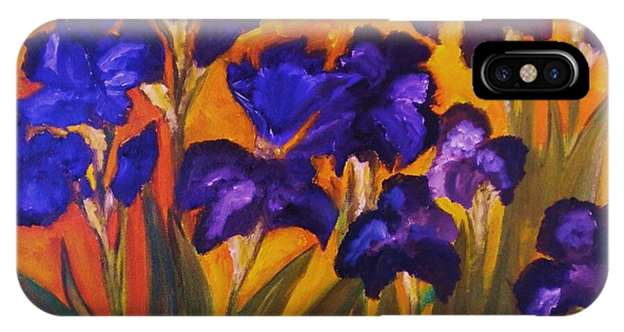 Flowers iPhone X Case featuring the painting Irises in Motion by Yesi Casanova 