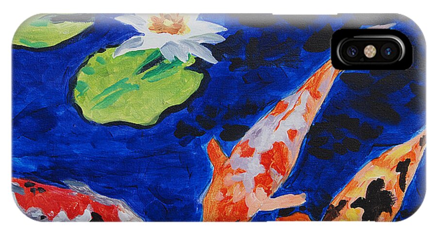 Koi iPhone X Case featuring the painting Just Being Koi by Tommy Midyette
