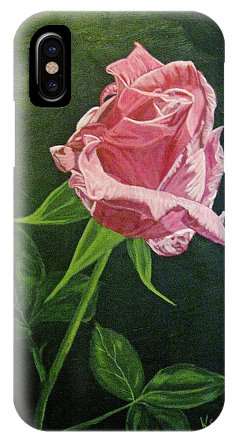 Pink Rose iPhone X Case featuring the painting Kiss of the Morning Sun 2 by Wendy Shoults