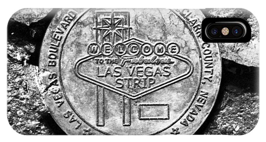 Fine Art Photography iPhone X Case featuring the photograph Las Vegas Strip Street Medallion by David Lee Thompson