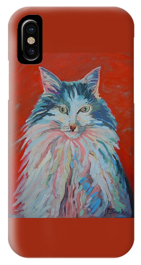 Cat iPhone X Case featuring the painting Lovely Star by Francine Frank