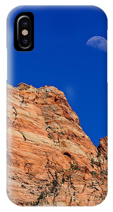 Zion National Park iPhone X Case featuring the photograph Moon Over Zion by Greg Norrell
