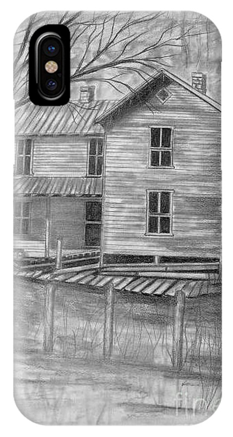 Old House iPhone X Case featuring the drawing Old Homeplace by Julie Brugh Riffey