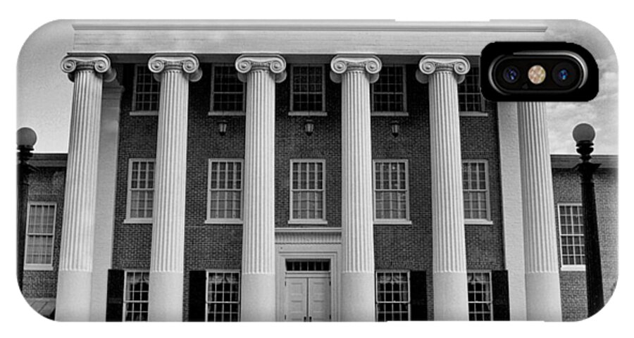 Lyceum iPhone X Case featuring the photograph Ole Miss Lyceum Black and White by Joshua House