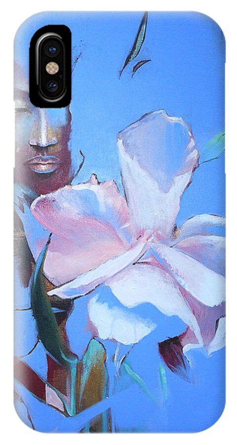 Lin Petershagen iPhone X Case featuring the painting Oleandera by Lin Petershagen