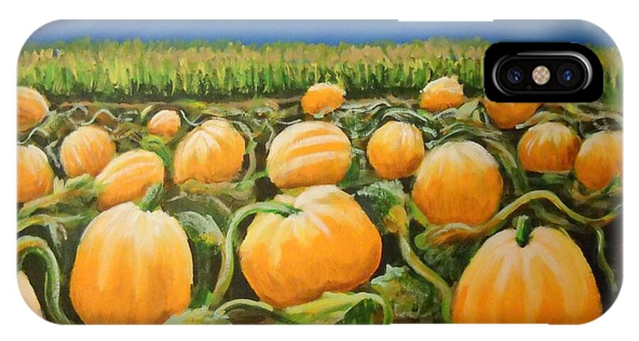 Pumpkin iPhone X Case featuring the painting Pumpkin Patch by Cami Lee