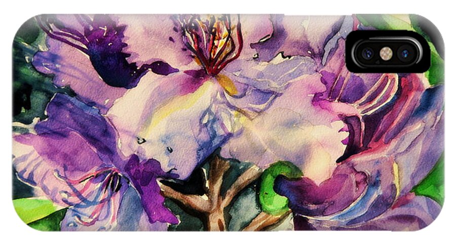 Rhododendron iPhone X Case featuring the painting Rhododendron Violet by Mindy Newman
