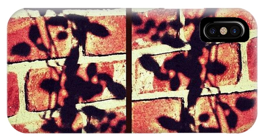 Shadow iPhone X Case featuring the photograph Rose Leaves - Shadow on Brick by Anna Porter