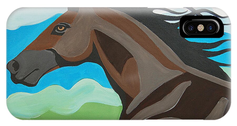 Horse iPhone X Case featuring the painting Running Horse by Tommy Midyette