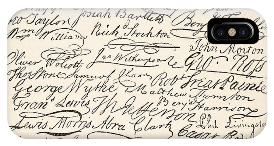 Signatures Attached To The American Declaration Of Independence Of 1776 iPhone X Case featuring the painting Signatures attached to the American Declaration of Independence of 1776 by Founding Fathers
