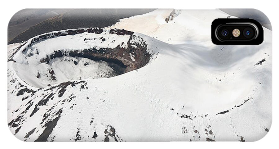 Compound Volcano iPhone X Case featuring the photograph Snow-covered Ngauruhoe Cone, Mount by Richard Roscoe