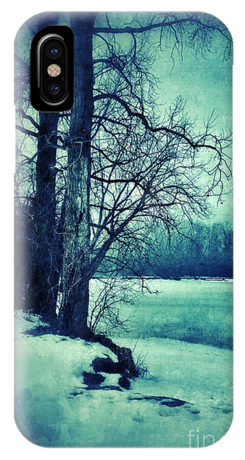 Woods iPhone X Case featuring the photograph Snowy Woods by a Lake by Jill Battaglia