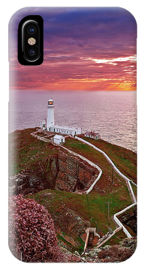 Sunset iPhone X Case featuring the photograph South Stack Lighthouse by B Cash