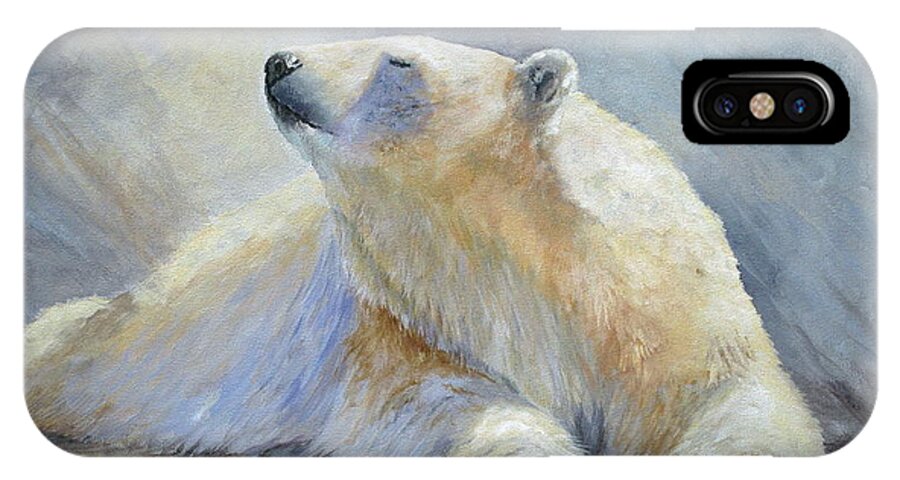 Polar Bear iPhone X Case featuring the painting Spring Break by Mary McCullah
