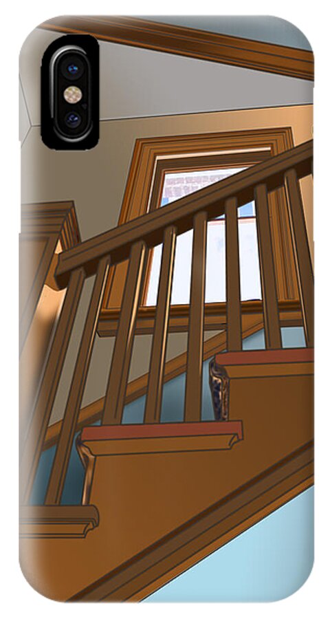 Digital Art iPhone X Case featuring the drawing Stairway to 2nd Floor by Stan Kwong