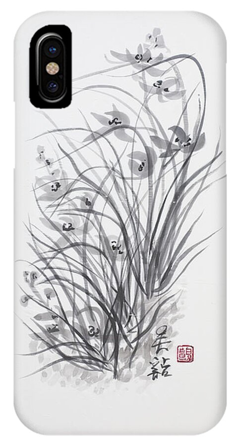 Ink Wash Painting iPhone X Case featuring the painting Sumi-E Two by Greg Kopriva