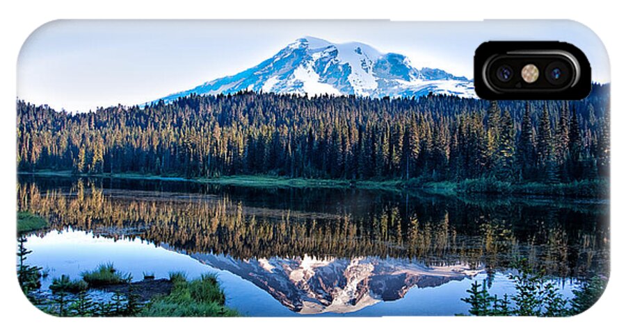 Sunrise iPhone X Case featuring the photograph Sunrise at Reflection Lake by Ronald Lutz