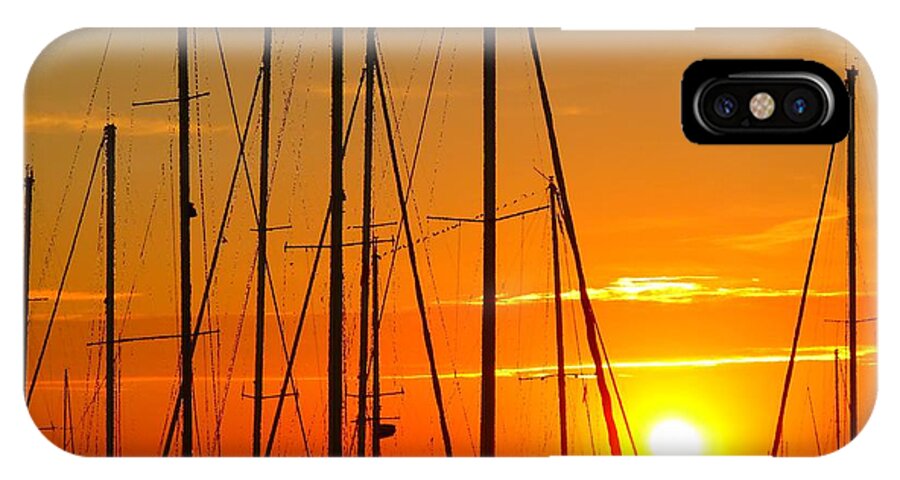 Sunset iPhone X Case featuring the mixed media Sunset in a harbour digital photo painting by Rogerio Mariani