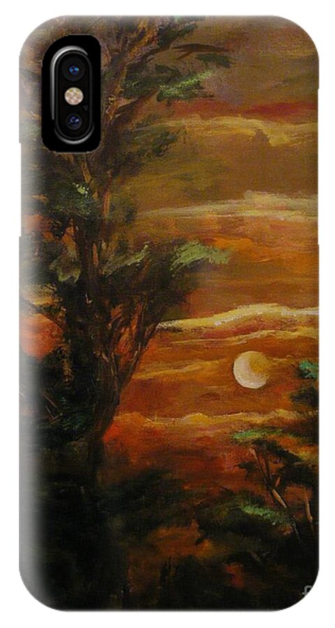 Sunset iPhone X Case featuring the painting Sunset by Karen Ferrand Carroll