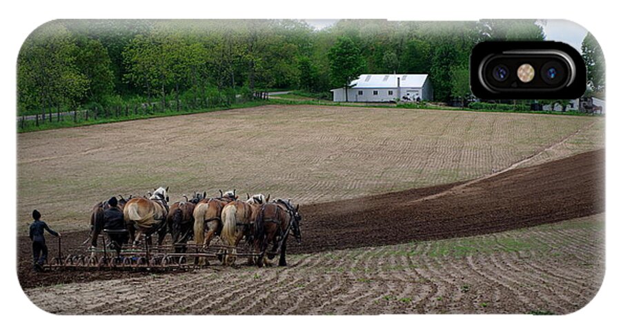 Amish iPhone X Case featuring the photograph Teamwork by Linda Mishler