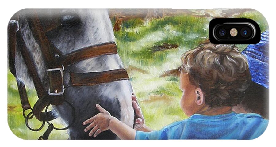 Horse iPhone X Case featuring the painting Thank You's by Lori Brackett