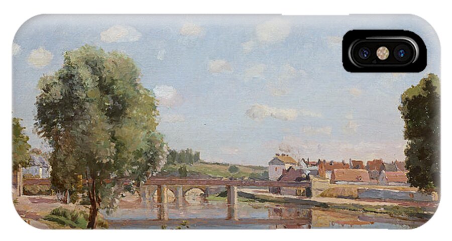 The iPhone X Case featuring the painting The Railway Bridge by Camille Pissarro