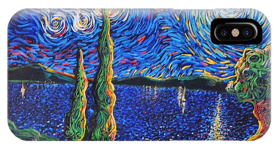 Starry Night iPhone X Case featuring the painting Three WIshes by Stefan Duncan