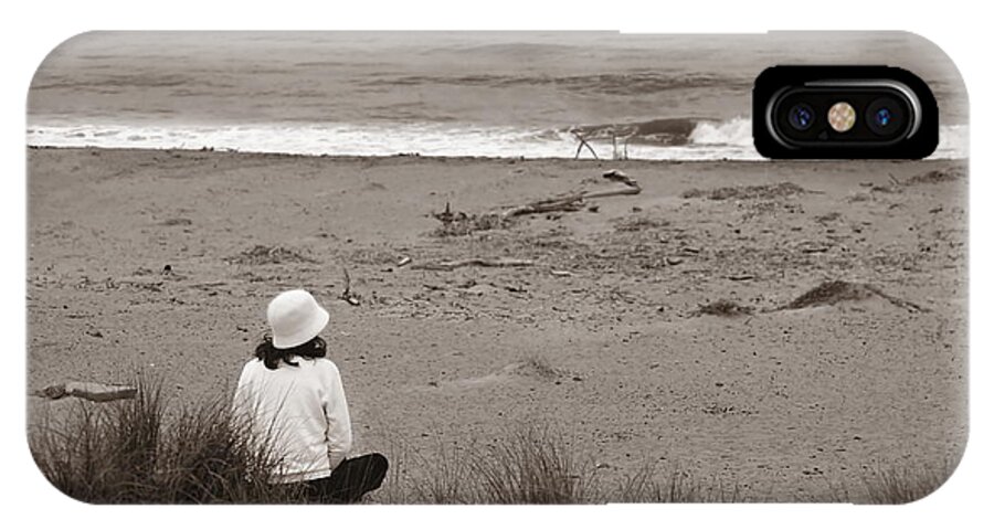 Water iPhone X Case featuring the photograph Watching The Ocean in Black and White by Henrik Lehnerer