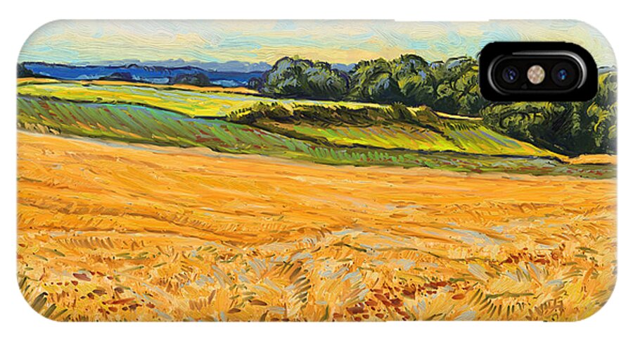 Wheat Field Graanveld Limburg Landscape Oil Painting Briex iPhone X Case featuring the painting Wheat field in Limburg by Nop Briex