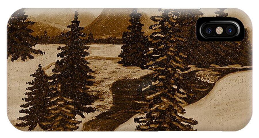 When It Snowed In The Mountains iPhone X Case featuring the painting When it Snowed in the Mountains by Barbara A Griffin