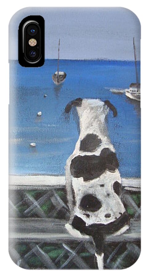 Dalmation iPhone X Case featuring the painting When my ship comes in by Jan VonBokel