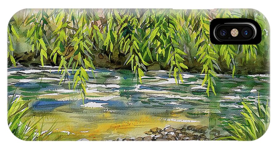 Plein Air Watercolor iPhone X Case featuring the painting Yakima River by Lynne Haines