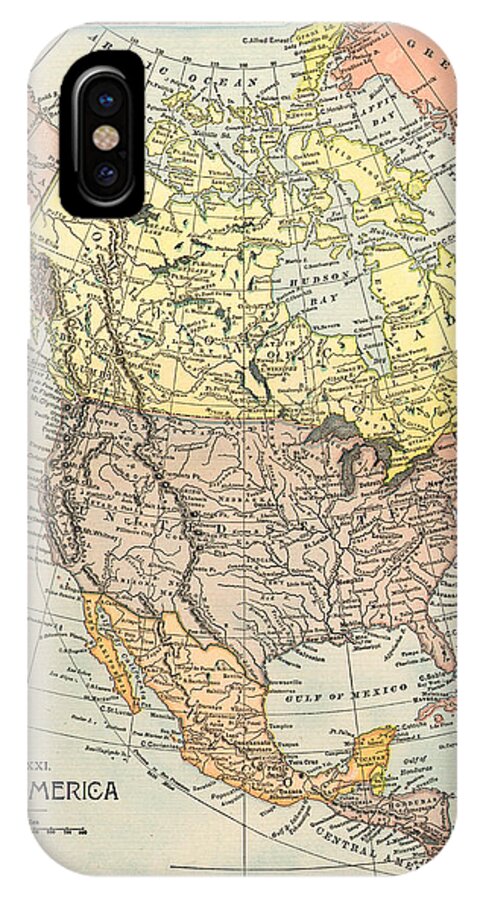 1890 iPhone X Case featuring the painting Map: North America, 1890 #0066320 by Granger