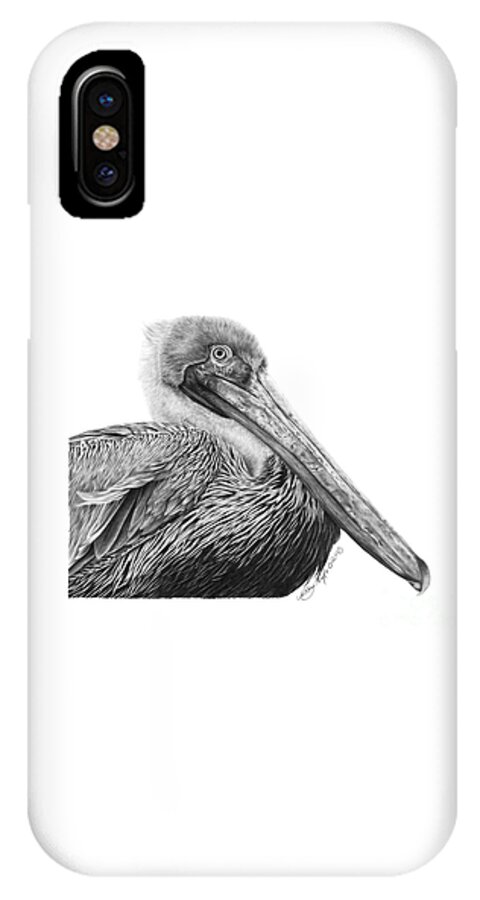 Pelican iPhone X Case featuring the drawing 047 - Sinbad the Pelican by Abbey Noelle