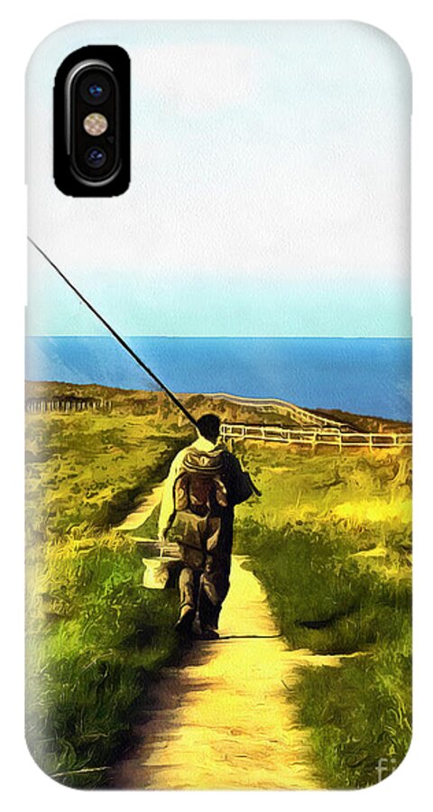 Art iPhone X Case featuring the painting A plaice to fish #1 by Vix Edwards