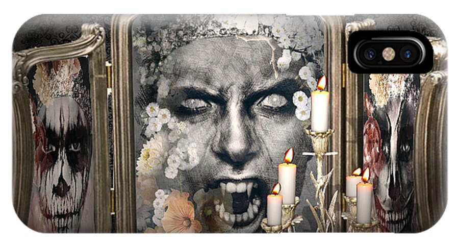 Digital Art iPhone X Case featuring the digital art Antique Vampire Paintings #1 by Artful Oasis